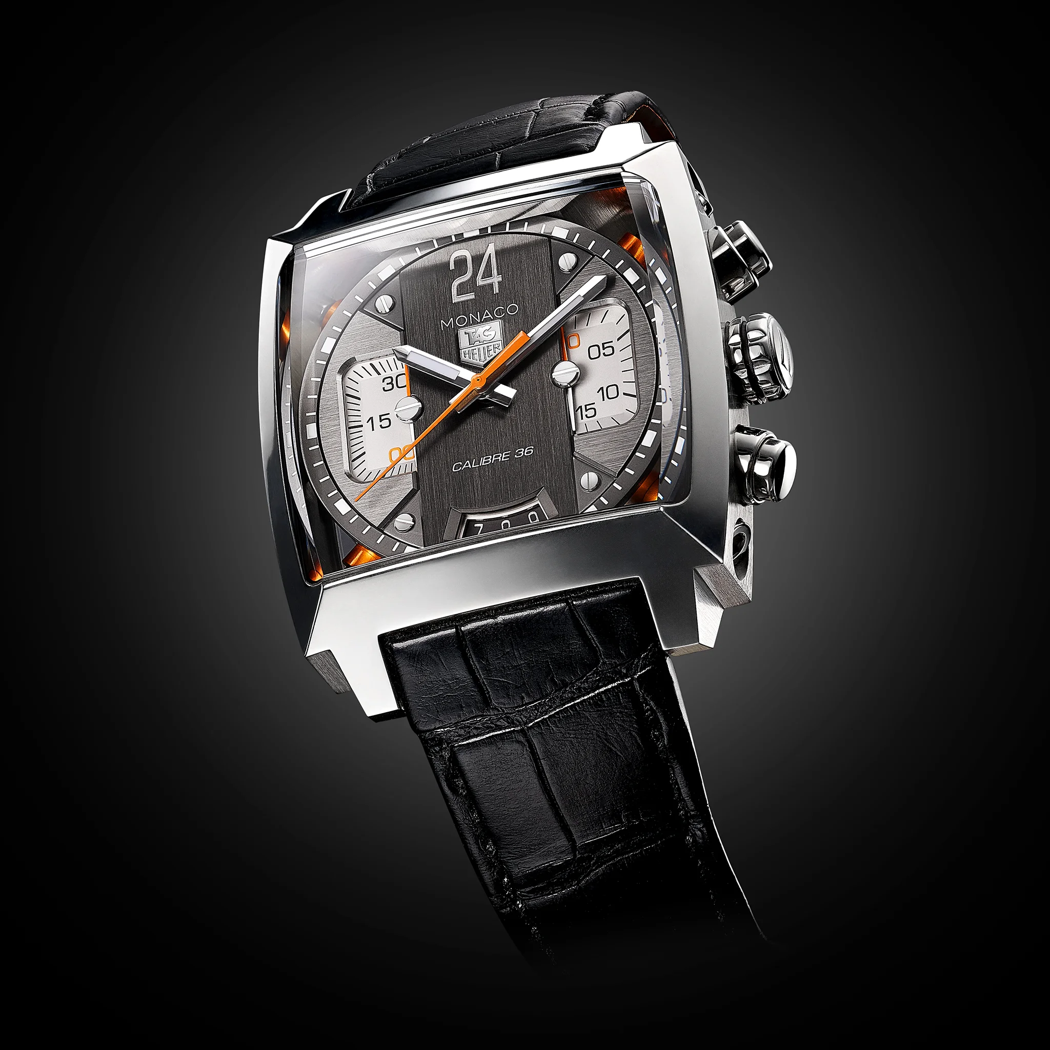 TAG Heuer Monaco Calibre 36 chronograph watch photographed for commercial campaign by Wood Workshop Hong Kong