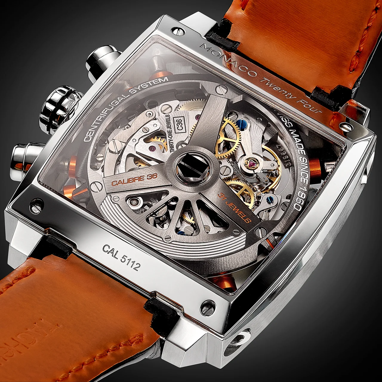 TAG Heuer Monaco Calibre 36 Calibre 36 skeleton caseback movement photography Hong Kong